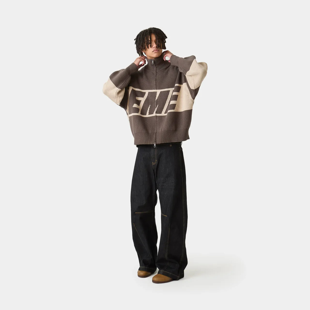 Zipper Brown Knit - Emestudios